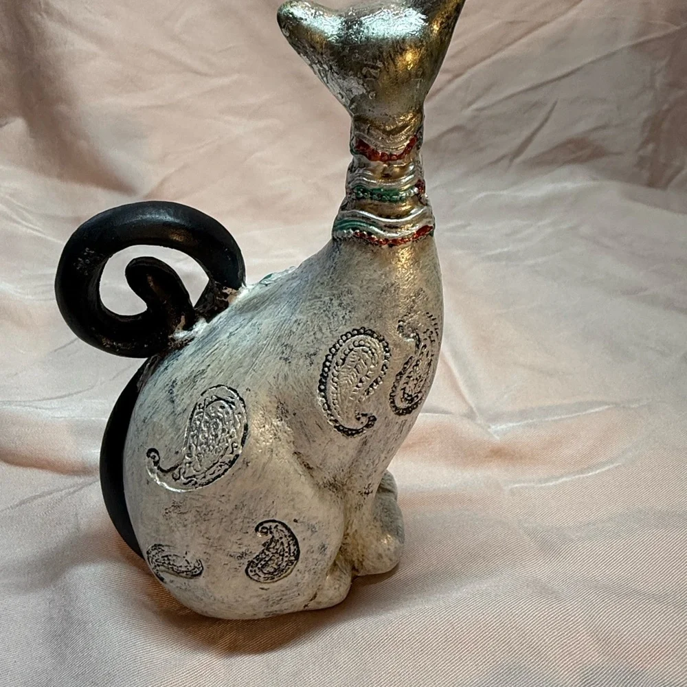 Artistic Silver and Black Cat Sculpture - Source Unknown - Picture 3 of 3